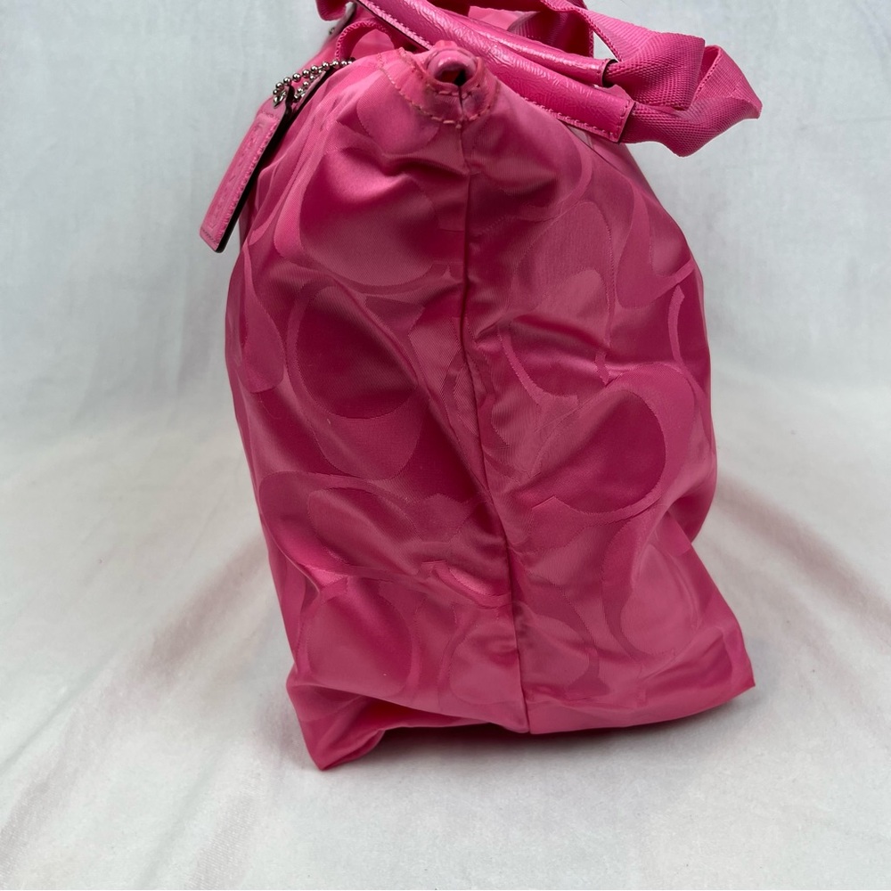 Coach Getaway Signature Fuchsia Nylon Large Packable Weekender Tote Bag F77321 - Picture 11 of 16